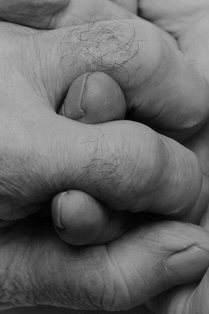 John Coplans, Interlocking Fingers, 1999, gelatin silver print, 17 X 22in