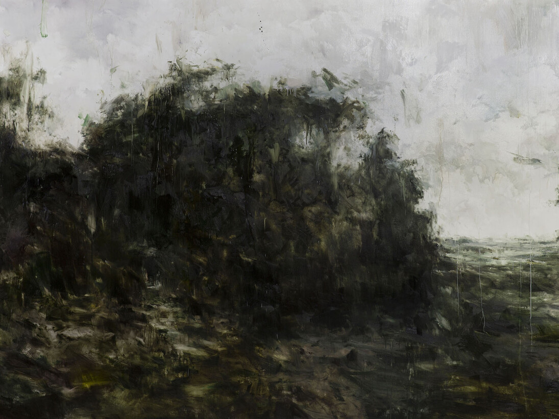 Alessandro Papetti, Passaggio, 2017. Olio su tela, 205 x 345 cm