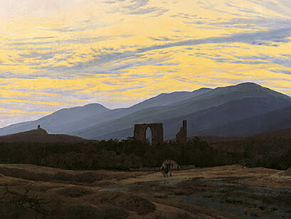 Caspar David Friedrich, The ruins of Eldena in the Giant Mountains, Oil on canvas. Staatliche Kunstsammlungen Dresden Dahl Friedrich Faltblatt