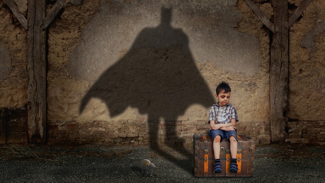 A boy whose superhero is within him in the shape of Batman