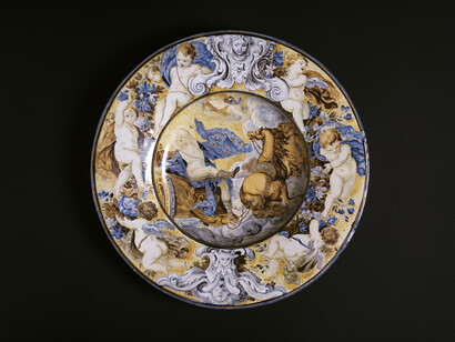 Piatto - Carlo Antonio Grue (1655 – 1723), Piatto con Fetonte e il Carro del sole, 1680 – 1685
Napoli, Museo e Real Bosco di Capodimonte