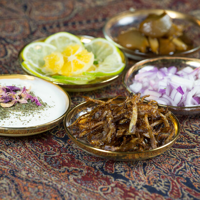 Various Persian accompaniments. Photo Simon Bunegar