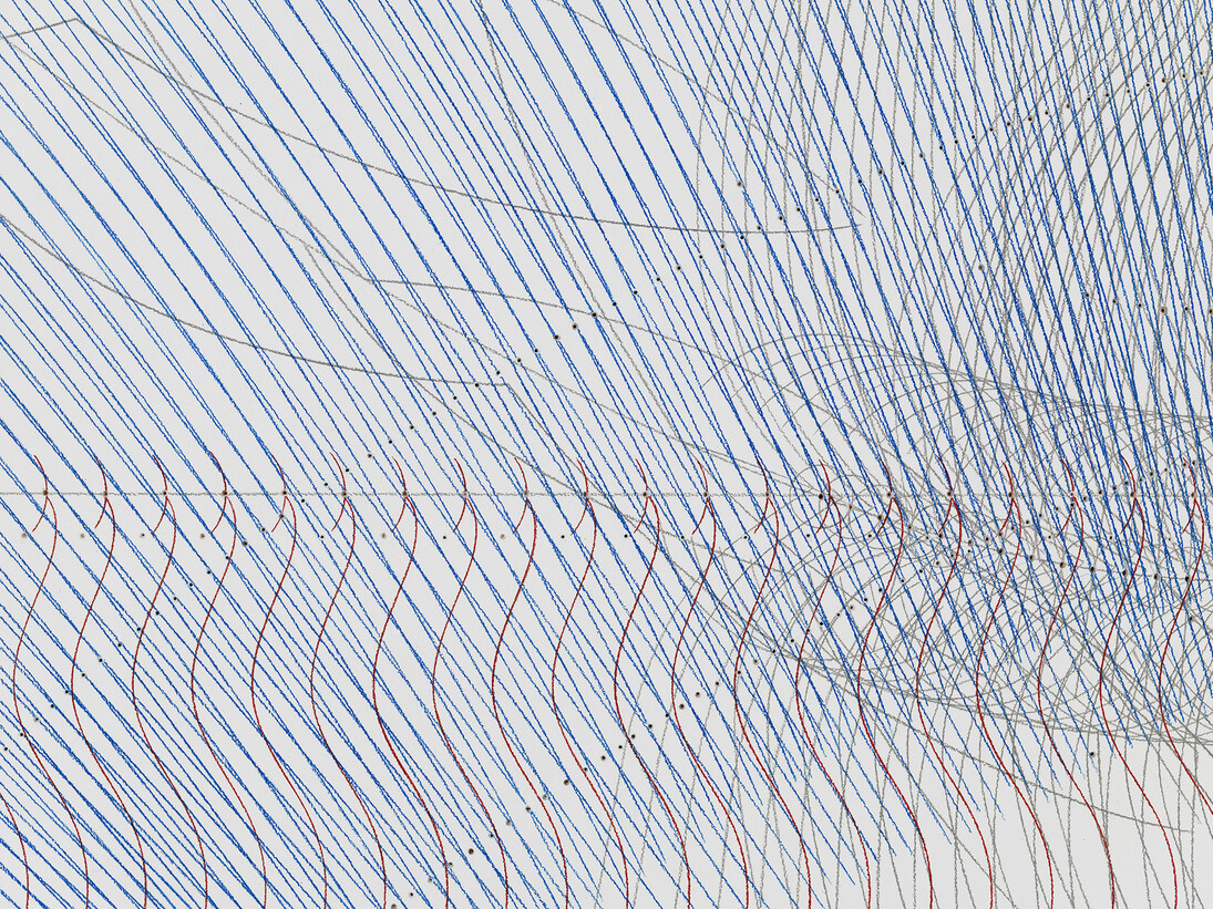 Giuseppe Gabellone, Untitled, 2014, coloured pencil on wall, 168 × 558 cm (66 ⅛" x 219 ⅝"), Photo: Marcus Leith. Courtesy of greengrassi, London
