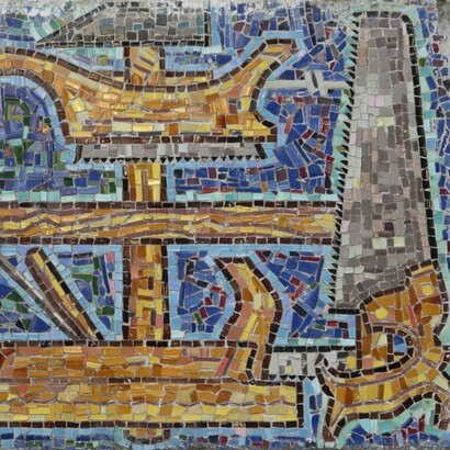 Herbert Schütz, herramientas de carpintero, mosaico, 1955