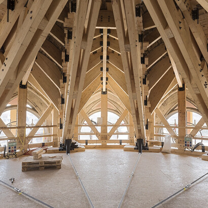 Internal view of real Notre-Dame during rebuild.  Courtesy of Immigration Museum