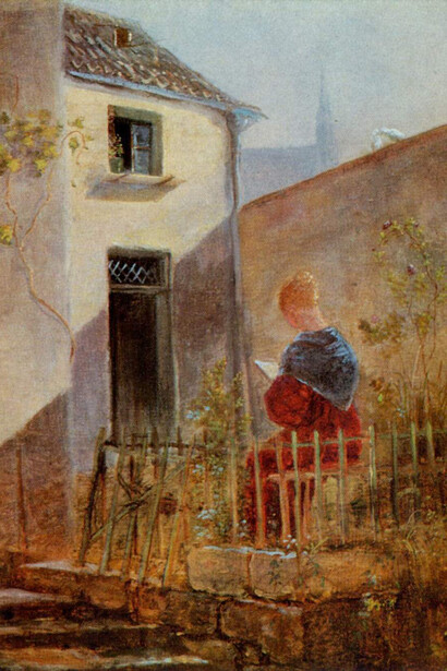 Carl Spitzweg, En el jardín de casa, c. 1835