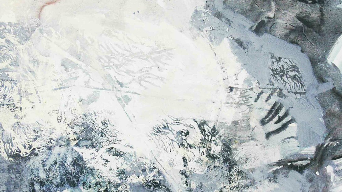 Amélie Ducommun, Sensitive Water Mapping #42, Mixed media on canvas, 90 x 90 cm. Courtesy of Gallery Elena Shchukina