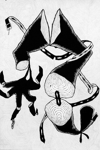 Alex Jovanovich, Sister, 2010, India ink and graphite on watercolor paper, 50.8 x 38.1 cm (20 x 15 in), © Alex Jovanovich, Courtesy Galerie Thaddaeus Ropac Paris · Salzburg, Foto: Artist's Studio