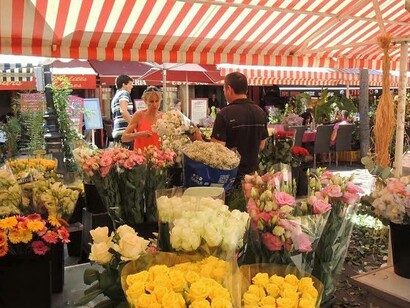 Un banco del mercato dei fiori di Nizza, ph A.M. Speltra
