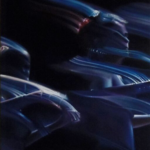 A.Sidibè, C.s.a.r.c.t. Olio su tela, cm 60 x 40  