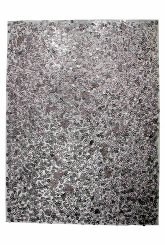 Alice Hope, Untitled, 2014, Distressed and corroded aluminum tabs, resin, 60 x 45 in; 152.4 x 114.3 cm