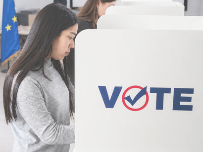 Voters cast their ballots in polling booths during European Union elections