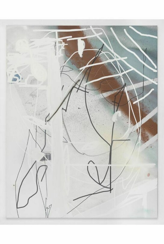 Jeff Elrod, 13th Floor Elevator, 2013, Spray paint, gesso and UV ink on fisher canvas, 90 x 71 1/4 in. (228.6 x 181 cm), Courtesy of the artist and Simon Lee Gallery, London, © Jeff Elrod