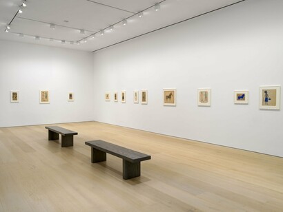 Installation view, Bill Traylor: Works from The William Louis-Dreyfus Foundation, David Zwirner,
New York, February 22–April 13, 2024. Courtesy David Zwirner. All Bill Traylor artwork is used
with permission from Bill Traylor Family, Inc.