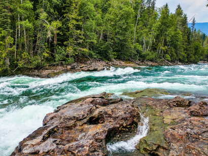 Torrente scorre impetuoso in una foresta disabitata