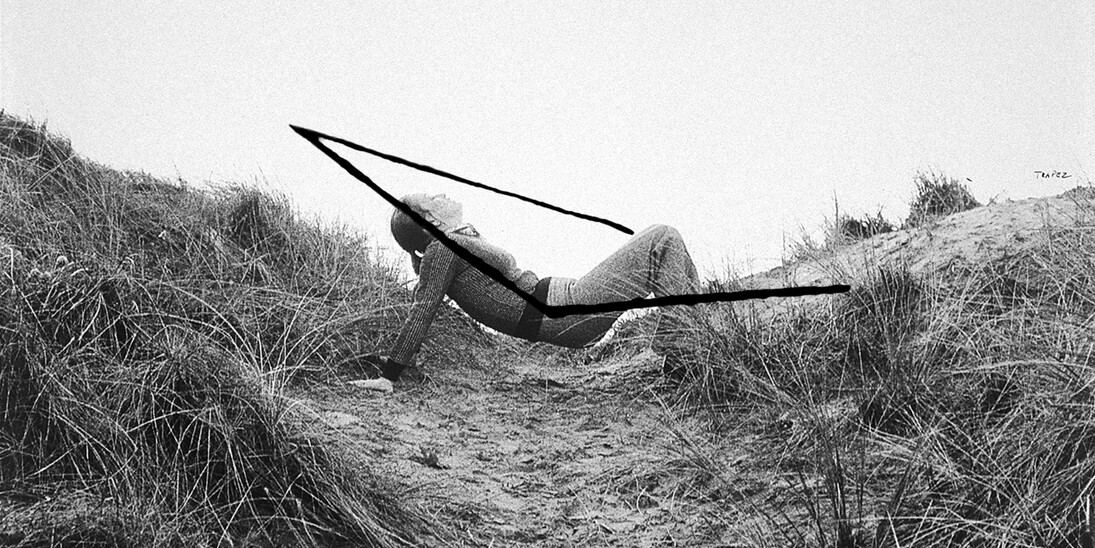Valie Export, Trapez, 1974, Black and white photograph, Dimensions: 41,6 x 60,7 cm (16,38 x 23,9
in), Framed Dimensions: 56 x 79 cm (22,05 x 31,1 in) Ed. of 3
