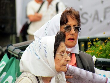 Demonstration by the Mothers of the Plaza de Mayo (Spanish: Asociación Madres de Plaza de Mayo) in Buenos Aires, Argentina, 2010