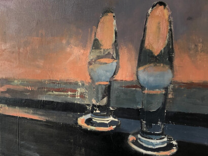 Kerry Kennedy, Crystal Blue Persuasion, 2023, oil on wood, 9×12 inches. Courtesy the artist and Fountain House Gallery