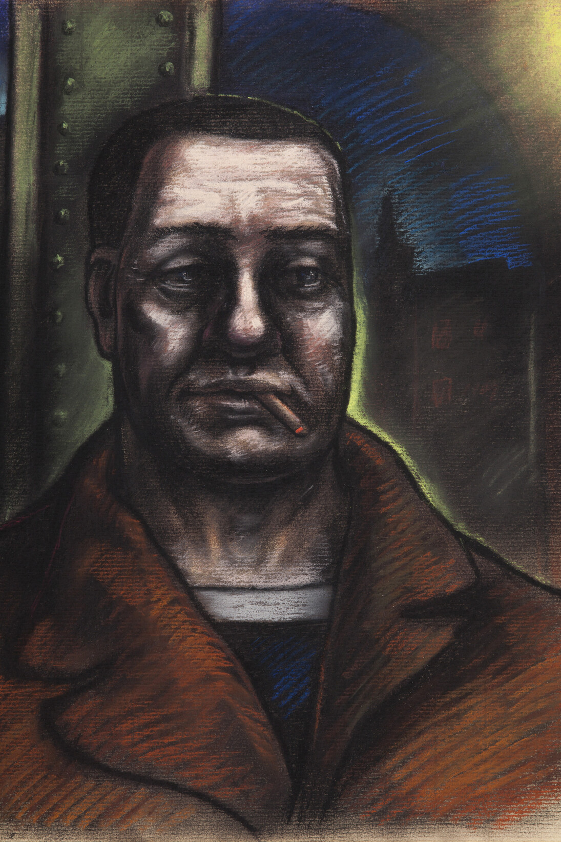 Peter Howson, The Docker, 1985, pastel, 40 x 31 cm