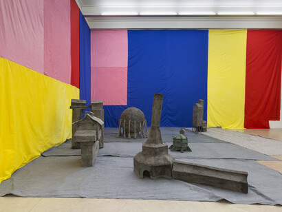 Marvin Gaye Chetwynd, Bat Opera 2, Installation view Massimo De Carlo, Milano 2014, Photo by Roberto Marossi, Courtesy of Massimo De Carlo, Milano/London