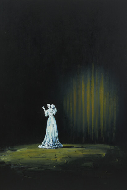 Ivan Seal, Selfy-harmer, 2015, Oil on canvas, 59 x 47 1/4 inches (150 x 120 cm). Courtesy the artist, Anton Kern Gallery, New York, and Almine Rech Gallery, Paris.