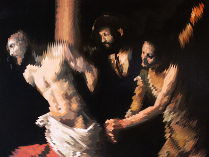 Christ at the column (after Caravaggio) - Oil on canvas - 100 x 76cm