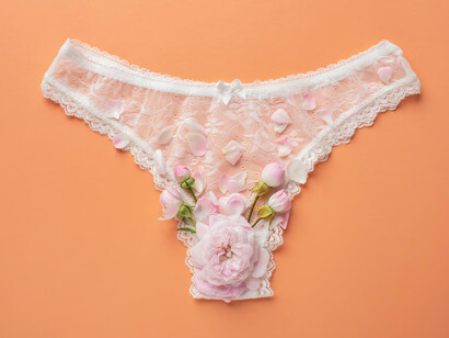 Lace underwear representing an innocent aesthetic of youth which veils deeper questions about consent