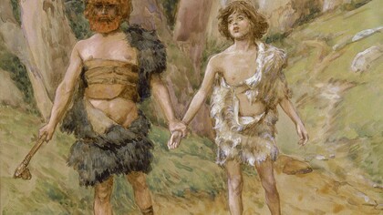 Caín conduciendo a Abel a la muerte, por James Tissot (1836-1902)