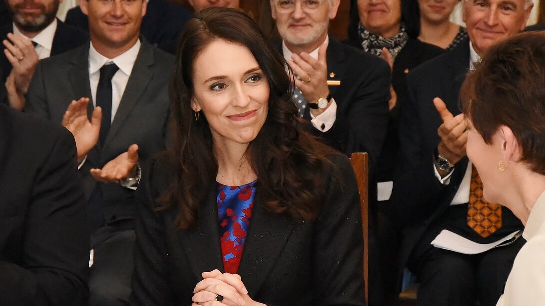 Jacinda Arden Prime Minister of New Zealand being applauded