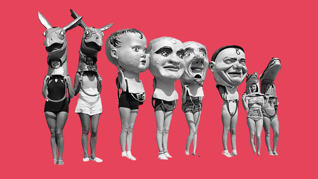 Women wearing oversized masks 