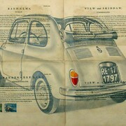Marco Arduini, Sono in viaggio, si' per turismo, 1963, tec. mista su carta del 1814 e francobolli, 53 x 41 cm