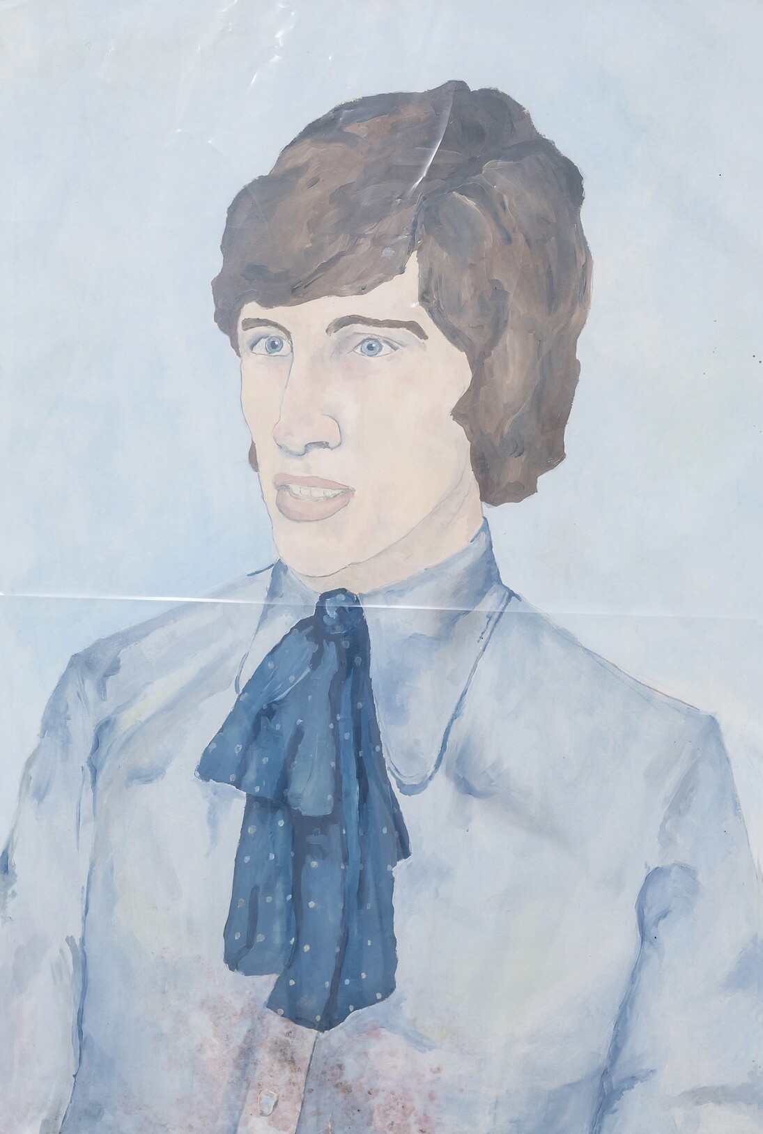 Richard Aldrich, Portrait of Roger Waters Attached to Painting, 2014 (1998), Oil and wax on paper, plastic and cardboard on linen, 84 x 58 inches (213.4 x 147.3 cm). Copyright Richard Aldrich. Photo: David Regen. Courtesy Gladstone Gallery, New York and Brussels
