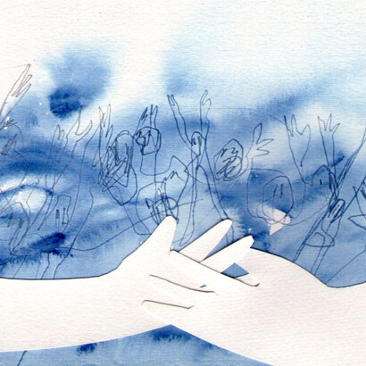 Sophie Hurst, Ocean, Watercolor, pencil and collage, 20 X 20 cm, 2010 