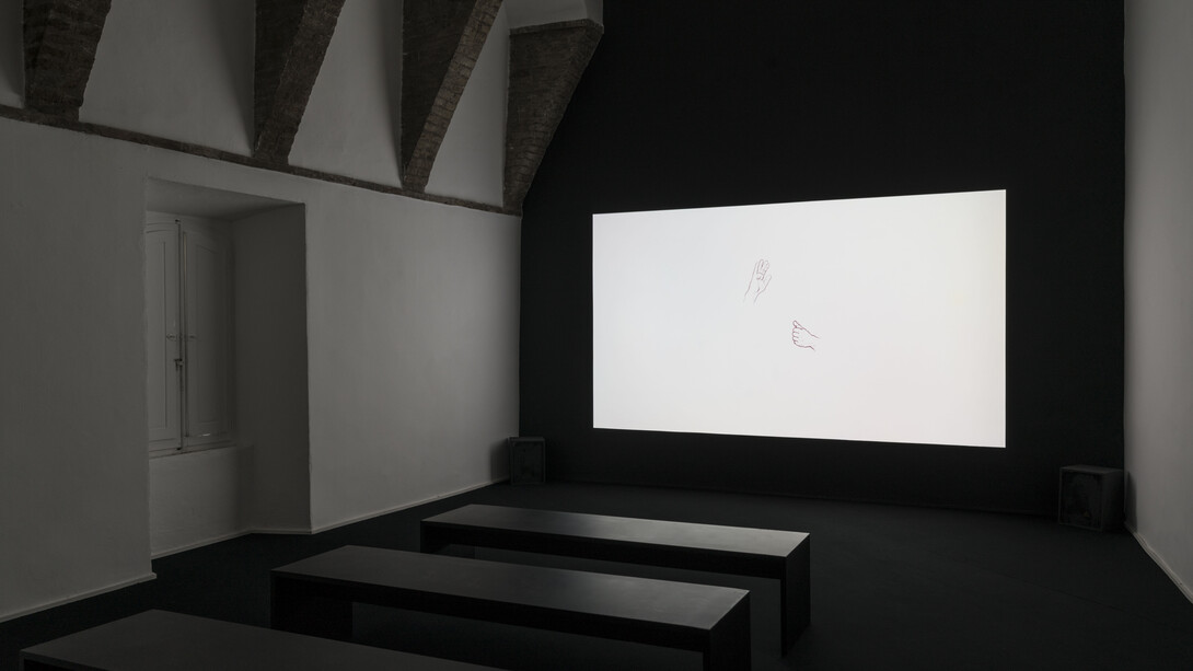 Abismo, 2017, Animazione rotoscopica, suono, HD 1080 p, 9 min. Musica:“Abîme des oiseaux” de Olivier Messiaen. Interpretata da Mahé Marty, clarinetto, 2017, Rotoscopic animation, sound, HD 1080 p, 9 min.
Music: “Abîme des oiseaux” by Olivier Messiaen. Performed by Mahé Marty, clarinet. Courtesy Galleria Continua, San Gimignano / Beijing / Les Moulins / Habana. Ph Ela Bialkowska, OKNO studio

