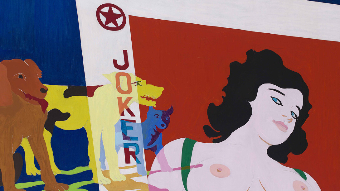 Alain Jacquet, Camouflage "Joker", 1963, Huile sur toile / Oil on canvas, 88,5 x 129 cm / 34 7/8 x 50 3/4 in. 
Courtesy Comité Jacquet et Galerie GP & N Vallois, Paris, Photo credit : Fabien Jacquet
