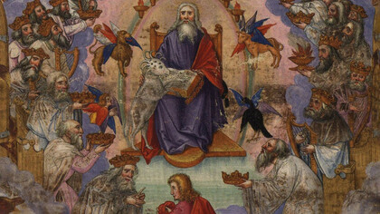 L'Agnello apre il Libro coi sette sigilli, nella Bibbia di Ottheinrich illustrata da Matthias Gerung