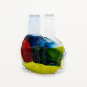 Jessica Jackson Hutchins,
Red Shoulder, 2023,
fused glass,
9 1/2h x 7 1/4w x 1/2d in,
24.13h x 18.41w x 1.27d cm. Courtesy of the artist and Adams and Ollman Gallery