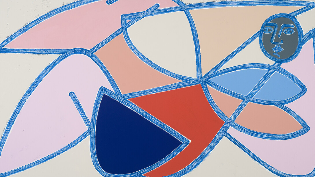 America Martin, Butterfly Woman, Oil & Acrylic on Canvas, 45 3/4 × 76 in 116.2 × 193 cm. Courtesy of Joanne Artman Gallery