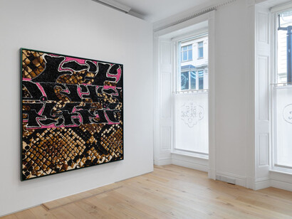 Ida Ekblad, Eat an eggplant, exhibition view. Courtesy of Galerie Max Hetzler