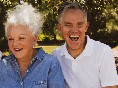 Elderly couple laughing: aging ever since man stepped off the time-machine he has been frantically searching for the ‘fountain of youth’