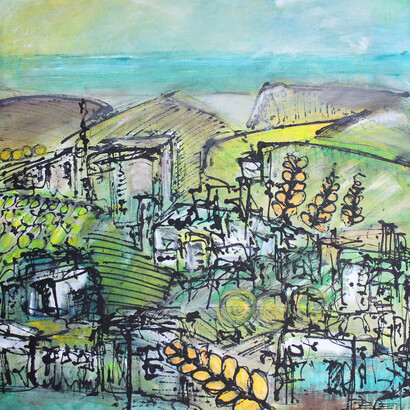 Estrid Maria Eriksen, Building Works 3, Acrylic on Canvas, 23.5" x 23.5"