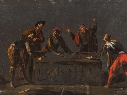 Giocatori di dadi, Opera Biaf. La volontà di richiamare i modelli del Caravaggio risulta evidente