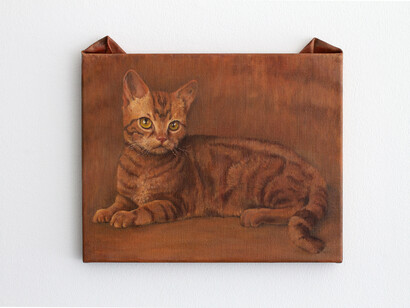 Ryosuke Kumakura, Cat, 2018.
Oil on linen / 13 1/2" x 15" | 43.3 x 38.1 cm. Courtesy of the artist and the Institute of Contemporary Art MECA