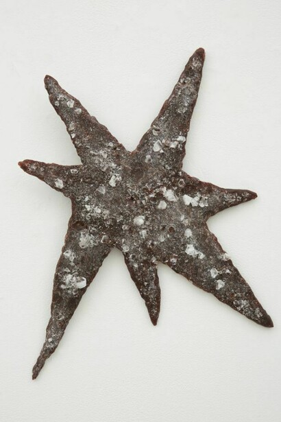 Jay Heikes, Quintessence, 2013, Steel, wax and aluminum sulphate, 22 x 16 3/4 x 1/2 inches 55.9 x 42.5 x 1.3 cm, Courtesy of Marianne Boesky Gallery, New York