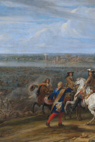 The Battle of Tolhuis, Louis XIV crosses the Lower Rhine at Lobith on 12 June 1672; Rijksmuseum Amsterdam, Netherlands