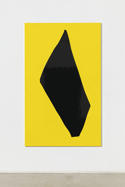 Gary Hume, Yellow Nude 6, 2014, Smalto su alluminio / Gloss paint on aluminium, 208 x 128 x 2 cm / 82 x 50 1/2 x 1 inches, Photo by Alessandro Zambianchi, Courtesy Massimo De Carlo, Milano/London