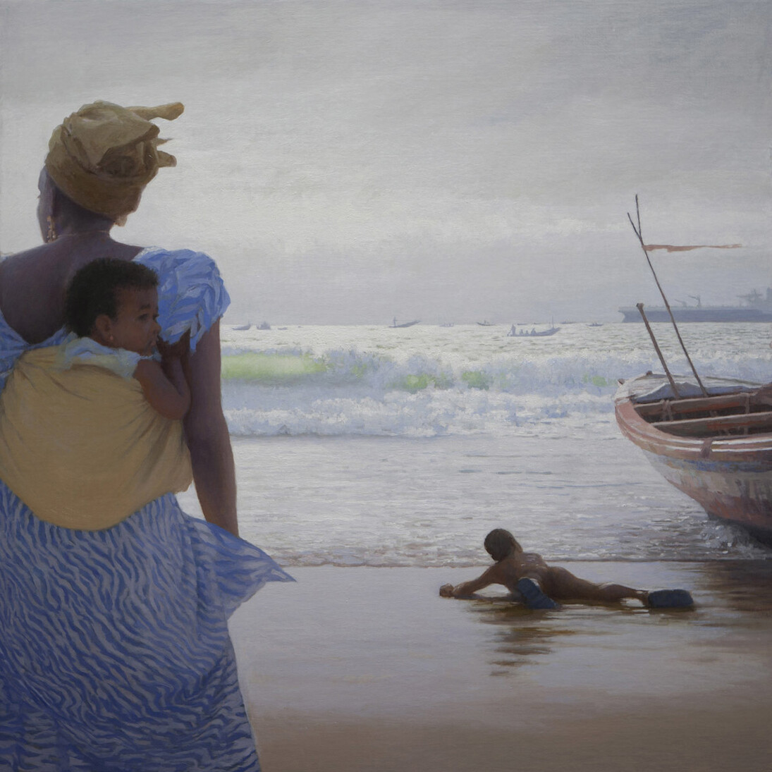 Guillermo Muñoz Vera, Nouakchott (The Place of the Winds), Mauritania, 2013-14, oil on canvas mounted on panel, 43 3/8 x 43 3/8 inches