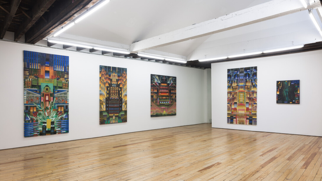 Jack Arthur Wood, One thing's sure, I’m here to see those lights, 2023, installation view. Courtesy the artist and Rachel Uffner Gallery, NYC
 