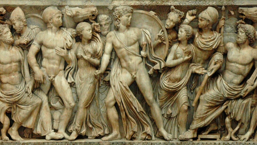 Achille tra le figlie di Licomede, sarcofago attico, 240 d.C. ca., Parigi, Louvre