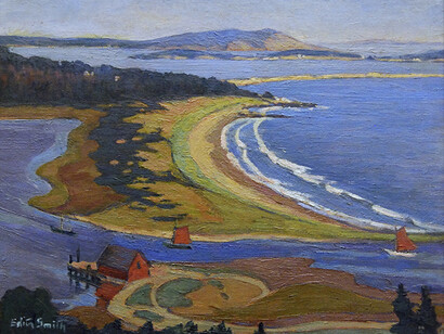Edith A. Smith, View of Crescent Beach, near Petite Riviera, NS, c 1930, 44.3 x 54.7 cm. Loan - Collection, Nova Scotia College of Art and Design, Halifax, Nova Scotia, 1990